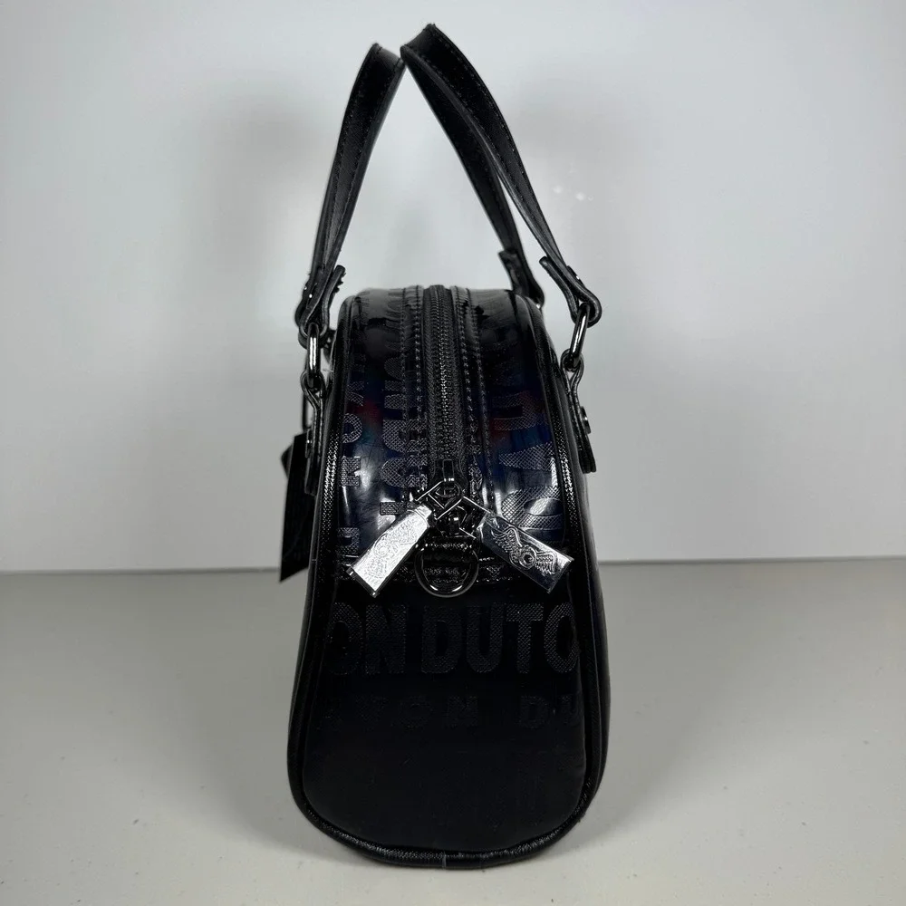 Von Dutch Mini Bowling Bag Black Onyx Reflective Holographic Y2K Satchel Handbag